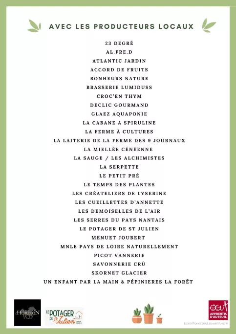 liste des exposants - Fête des plantes 2026 - Bouaye