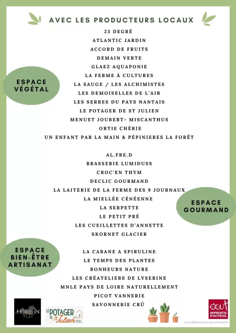 Liste exposants Fête des plantes 2026 - Bouaye